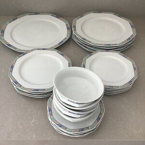CHRISTOPER STUART FINE CHINA SOUTHWEST DESIGN 22 PIECE DINNER SET PLATES